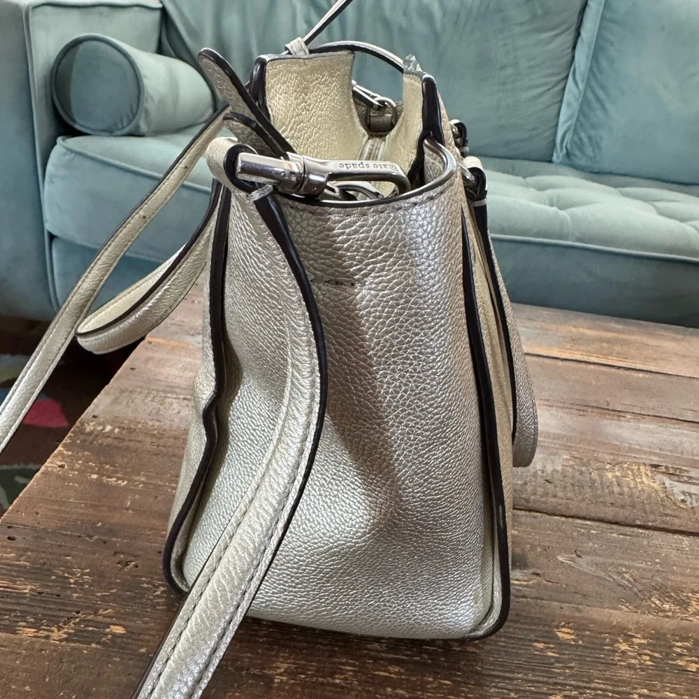 Kate Spade Metallic Jackson Leather Medium Satchel Crossbody Bag AND Wallet
